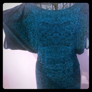 Ann Taylor Pattern Dress w/ Fabric Belt